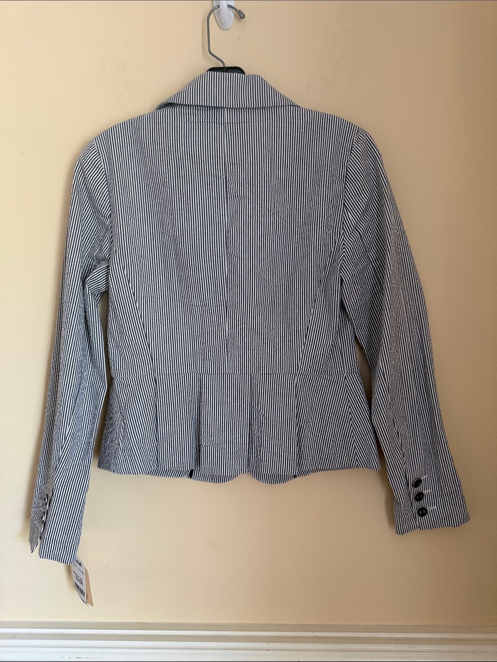 NWT Sandro Women's Navy and White Striped Blazer Size Small - Picture 3 of 8
